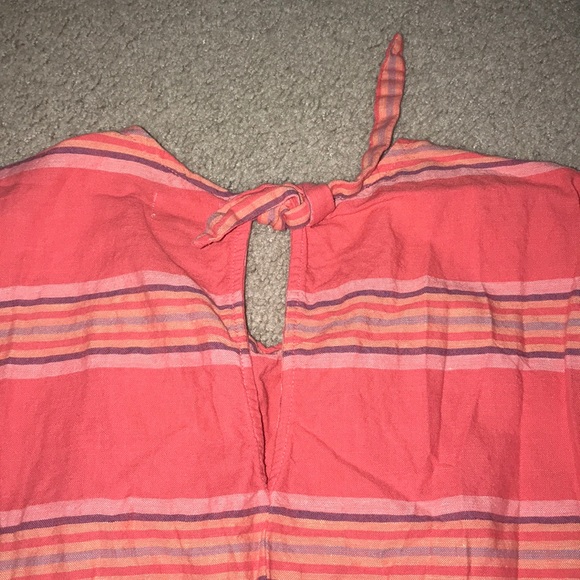 Girls coral stripped romper - Picture 3 of 3